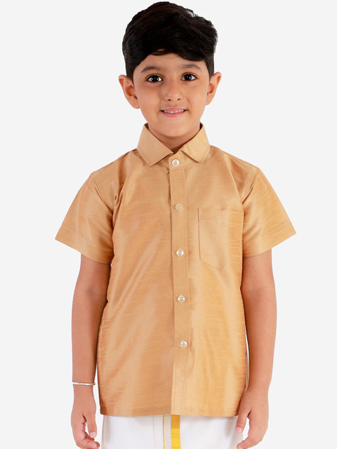

JBN Creation Boys Gold-Toned Regular Fit Solid Casual Shirt