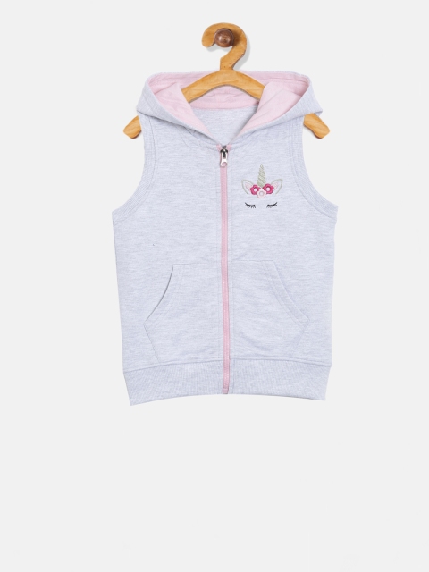 

Aomi Girls Grey Solid Bomber Jacket