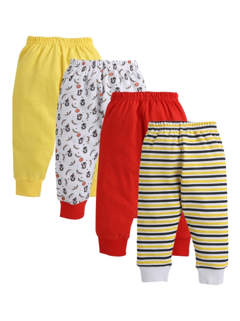 

BUMZEE Unisex Kids Pack of 4 Straight-Fit Joggers, Red