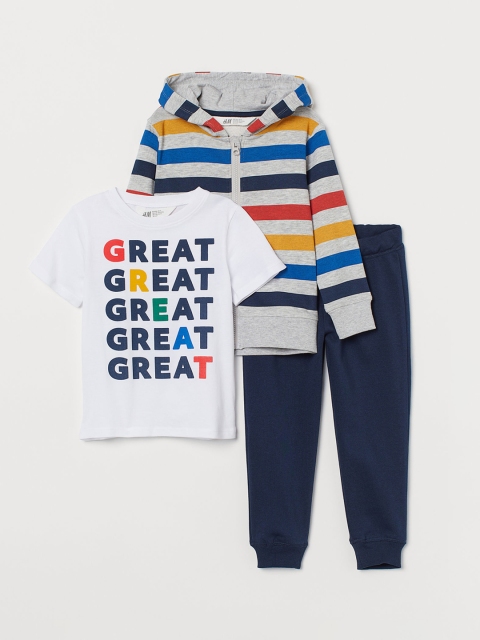 

H&M Boys 3-Piece Printed Set, White