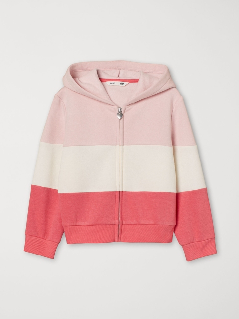 

H&M Girls Pink Colourblocked Zip-through Hoodie