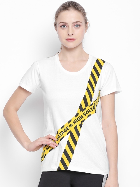 

Tuna London Women White Printed Round Neck T-shirt