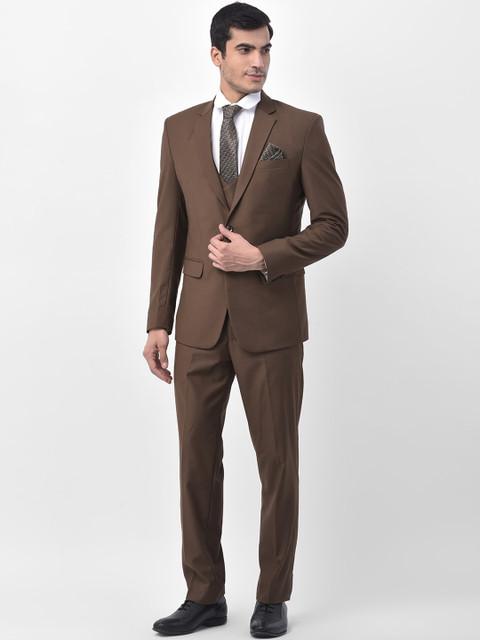 

LUXURAZI Men Brown Solid Tailored-Fit Single-Breasted Formal Suit