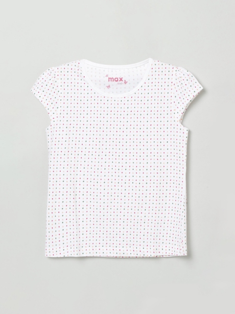 

max Girls Off-White Printed V-Neck T-shirt
