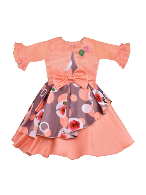 

Wish Karo Girls Orange Printed Fit and Flare Dress