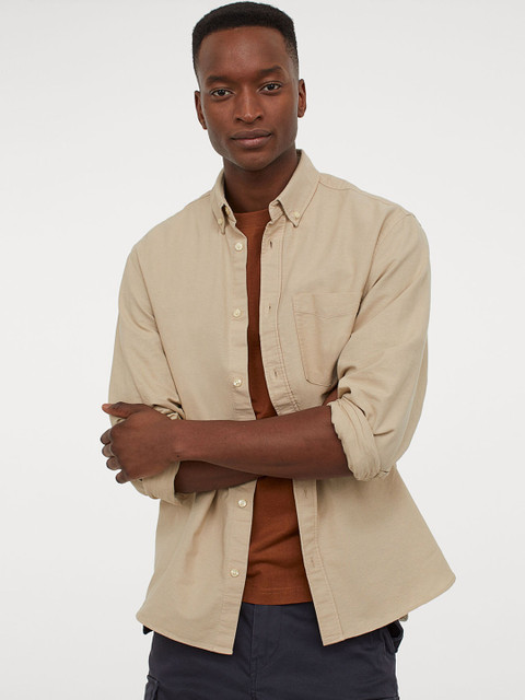 

H&M Men Black & Beige 2-Pack Oxford Shirts