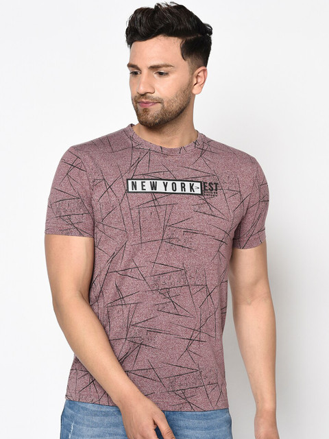 

Duke Men Brown Striped Round Neck T-shirt
