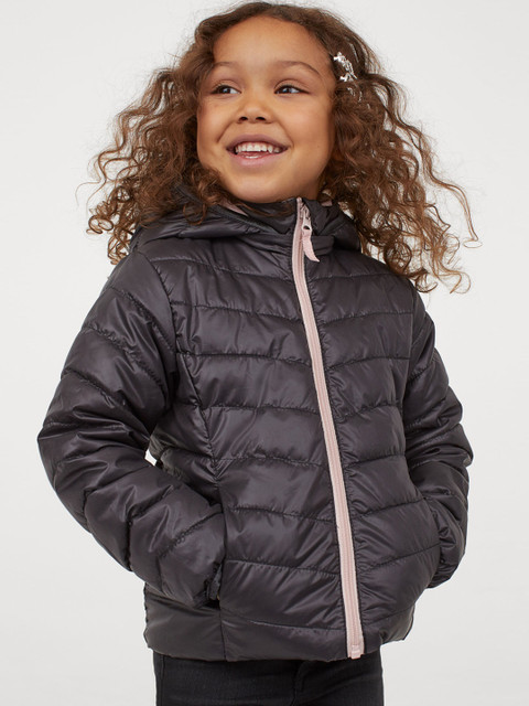 

H&M Girls Charcoal Grey Solid Lightweight Puffer Jacket