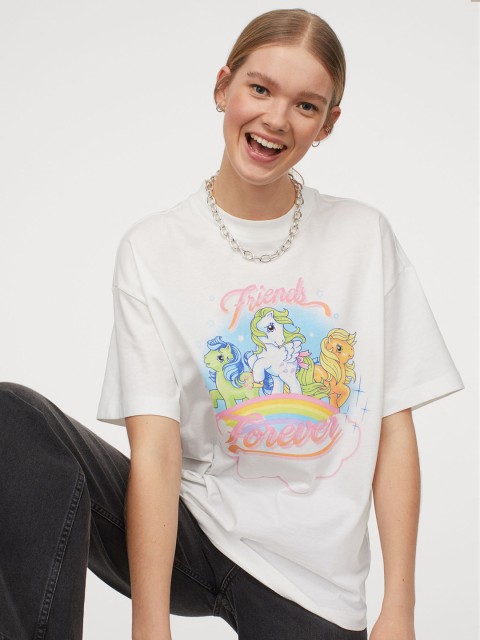

H&M Women White Printed T-Shirt