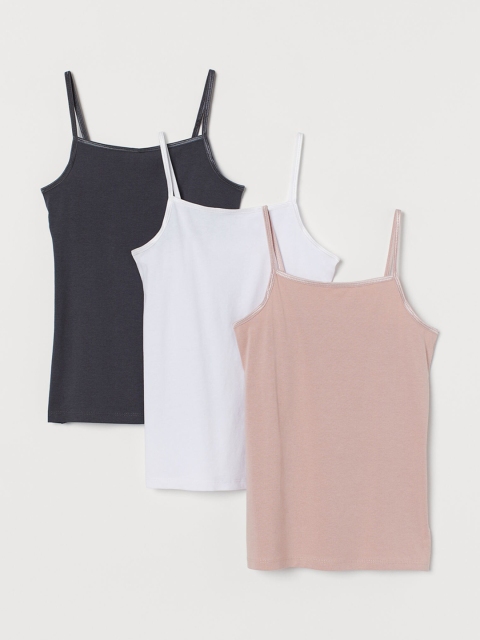 

H&M Girls 3 Pack Strappy Tops 0657014020, White
