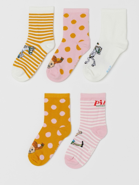 

H&M Girls White & Mustard Yellow 5-Pack Socks