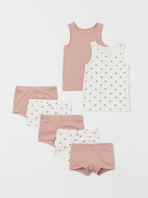 

H&M Girls 7-Piece Cotton Jersey Set, White