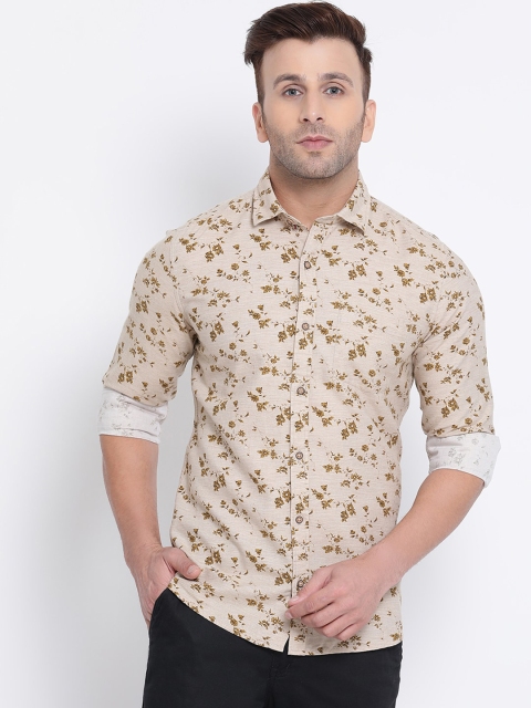 

Turtle Men Beige Floral Printed Casual Shirt
