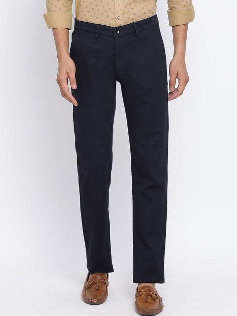 

Turtle Men Navy Blue Slim Fit Solid Regular Trousers