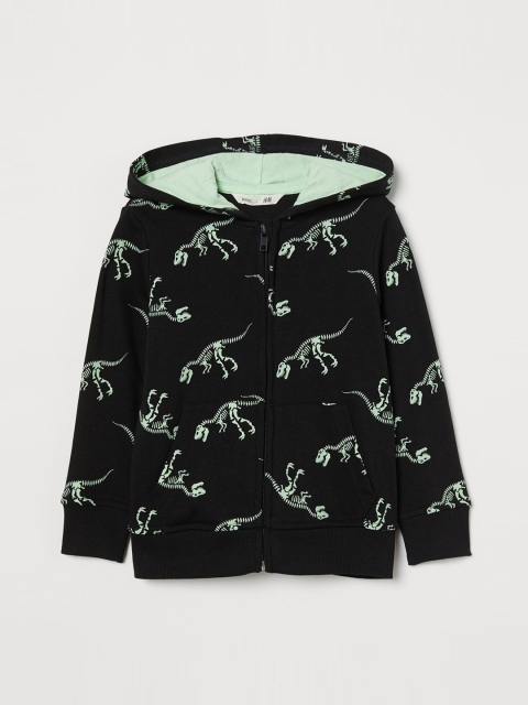 

H&M Boys Black Printed Zip-Through Hoodie