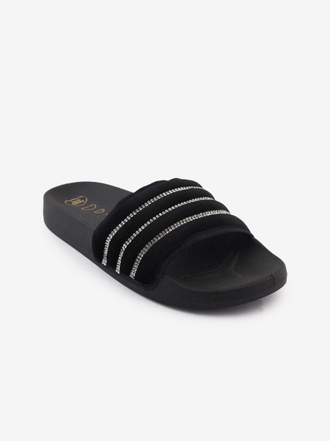 

Jelly Bunny Women Black Self Design Sliders