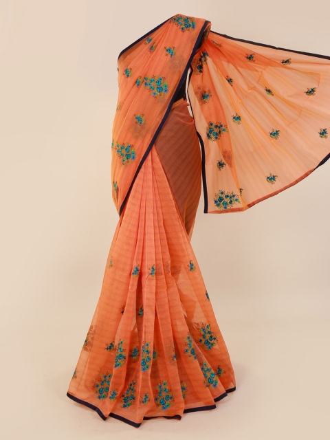 

Pothys Orange Woven Design Supernet Saree