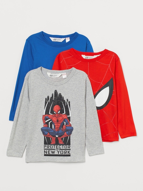 

H&M Boys 3-Pack Printed Jersey Tops, Red