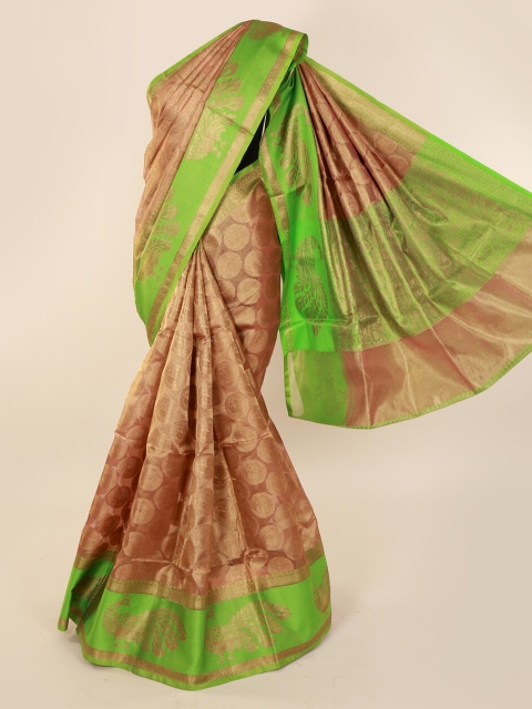

Pothys Gold-Toned & Green Pure Cotton Woven Design Saree