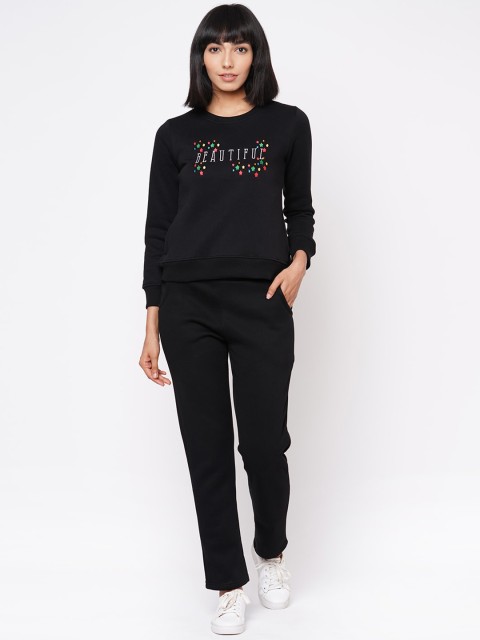 

Sweet Dreams Women Black Solid Track Suit