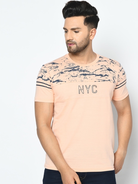 

Duke Men Pink Printed Round Neck T-shirt
