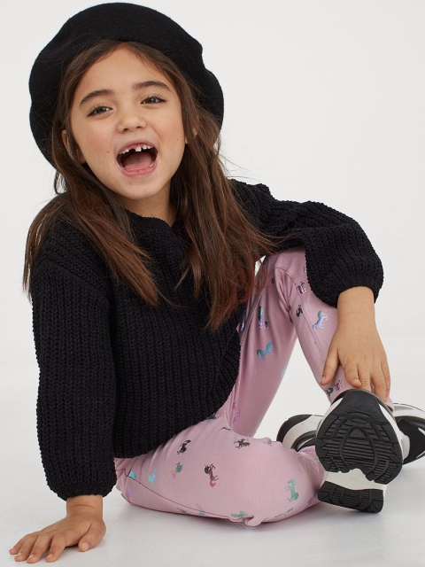 

H&M Girls Pink Printed Treggings