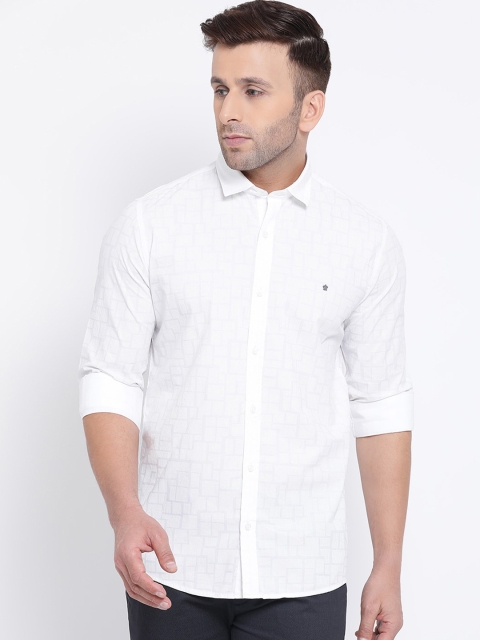 

Turtle Men White Slim Fit Printed Casual Shirt