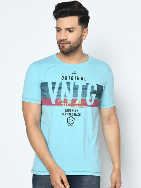 

Duke Men Blue Printed Round Neck T-shirt