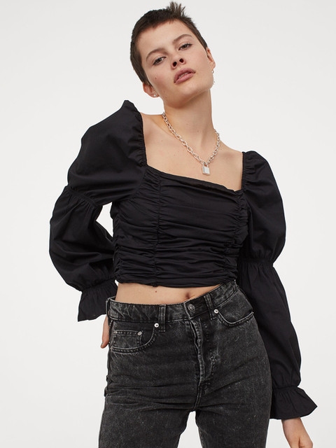 

H&M Women Black Draped Top
