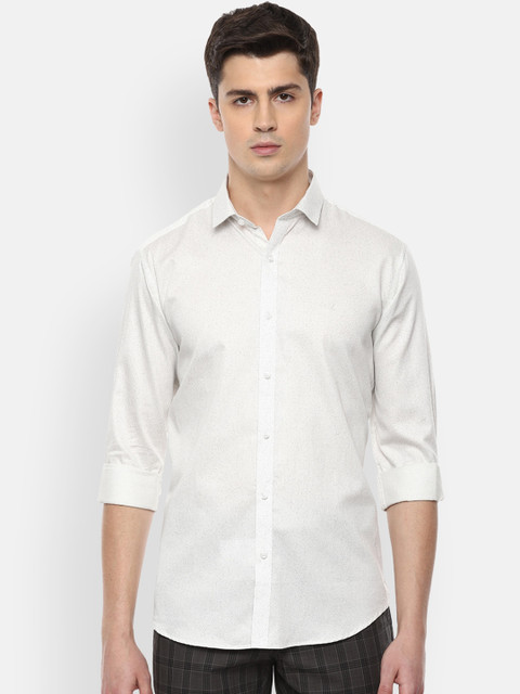 

V Dot Men White & Grey Slim Fit Printed Casual Shirt