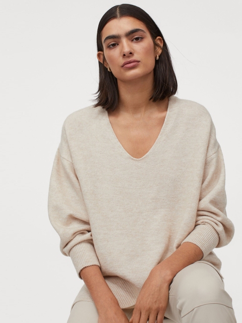 

H&M Women Beige Solid Sustainable Jumper
