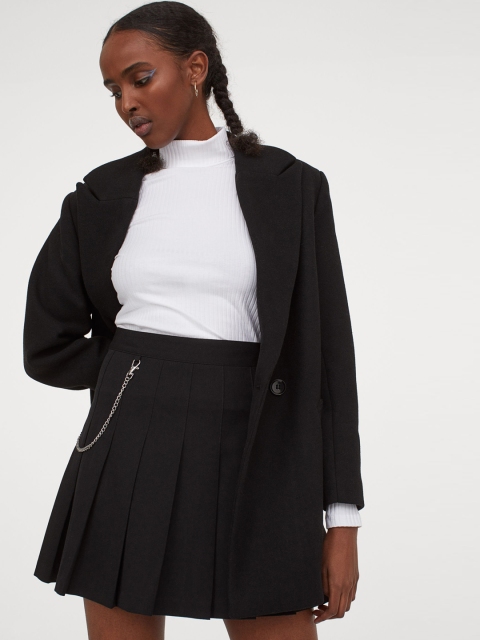 

H&M Women Black Pleated Skirt