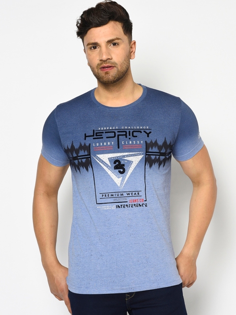 

Duke Men Blue Printed Round Neck T-shirt