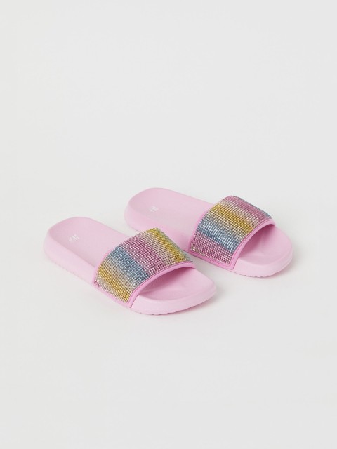

H&M Girls Rhinestone-Strap Pool Shoes, Pink