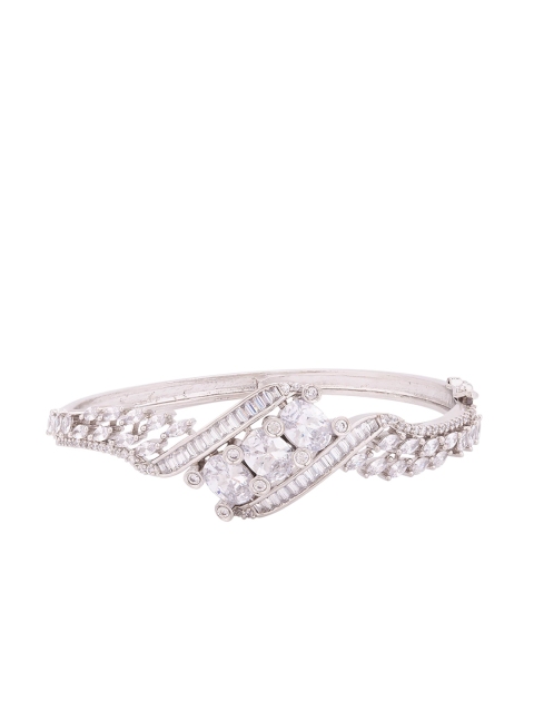 

Voylla Silver-Plated CZ-Studded Bangle-Style Bracelet