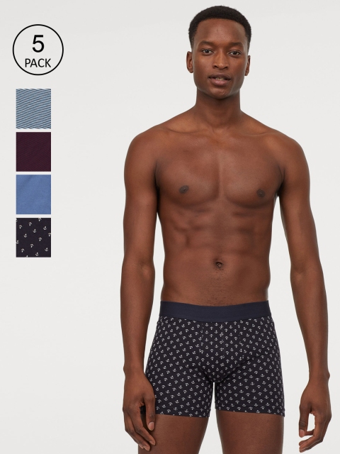 

H&M Men 5-Pack Mid Trunks 0736944013, Navy blue