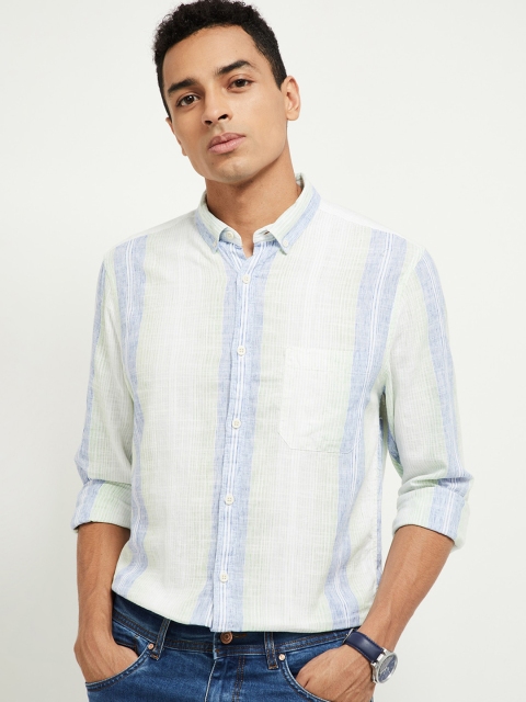 

max Men Green Slim Fit Checked Casual Shirt