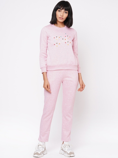 

Sweet Dreams Women Pink Embroidered Tracksuit