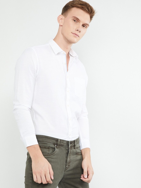

max Men White Slim Fit Solid Casual Shirt