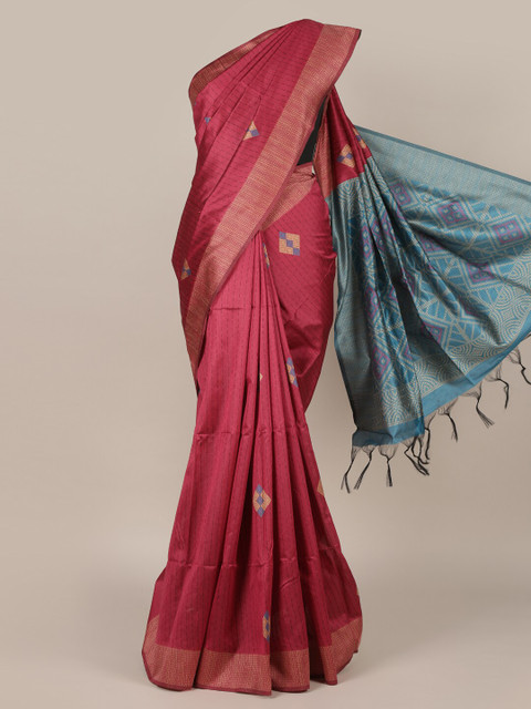 

Pothys Red Striped Jute Silk Saree