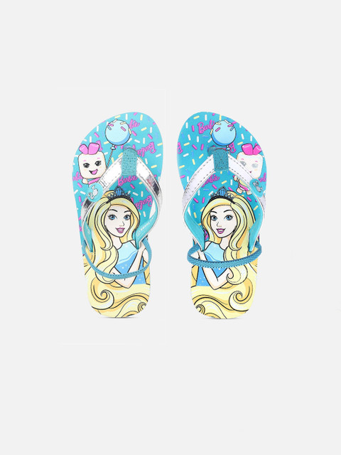 

Kids Ville Barbie Printed Green Flip-Flops for Girls, Blue