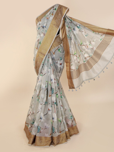 

Pothys Grey Printed Cotton Blend Saree