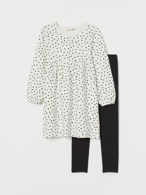 

H&M Girls White & Black 2-Piece Cotton Set