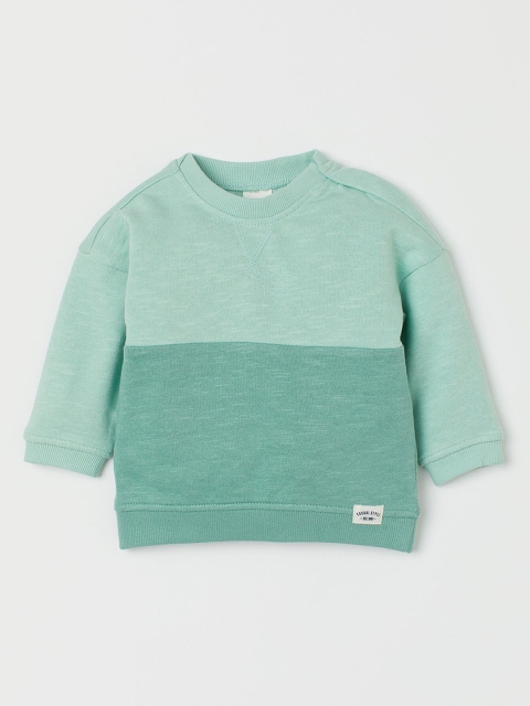 

H&M Boys Sea Green Colourblocked Cotton Sweatshirt