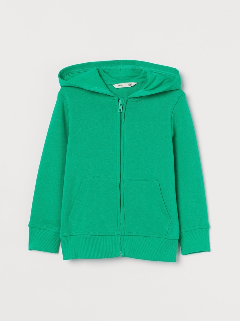 

H&M Boys Green Solid Zip-Through Hoodie