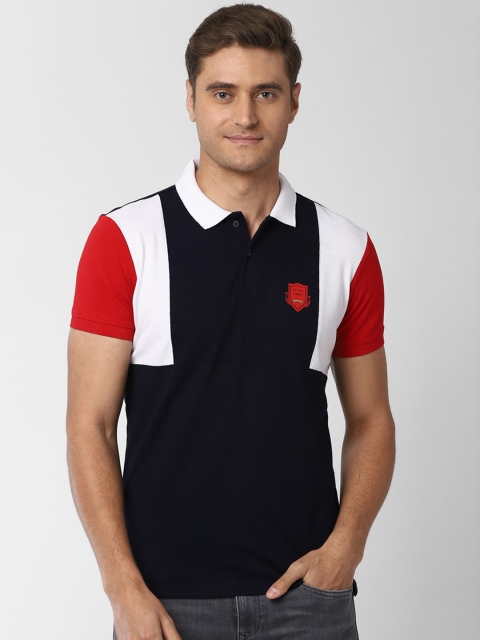 

Peter England Casuals Men Navy Blue Colourblocked Polo Collar T-shirt
