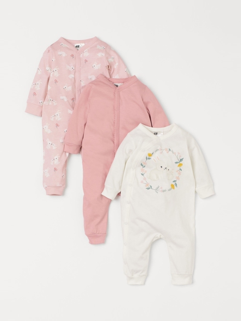 

H&M Infant Kids 3-Pack Cotton Pyjamas, White