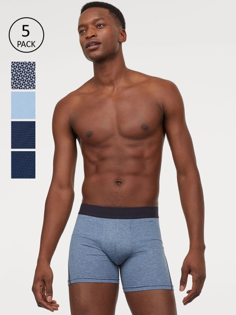 

H&M Men 5-Pack Mid Trunks 0736944012, Blue