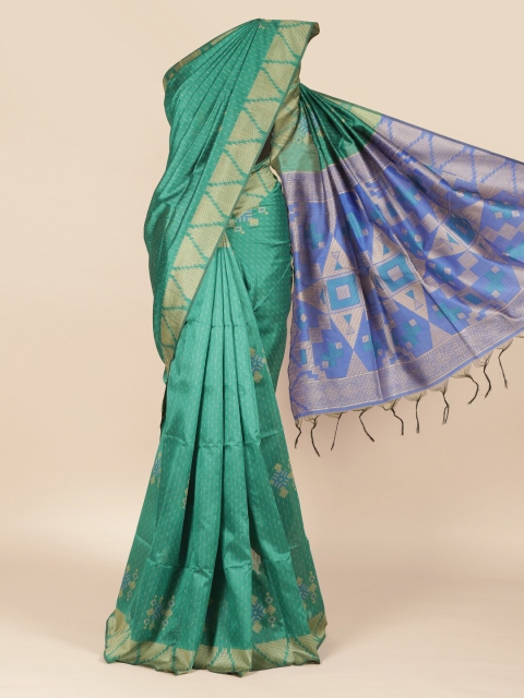 

Pothys Green & Blue Jute Silk Printed Saree