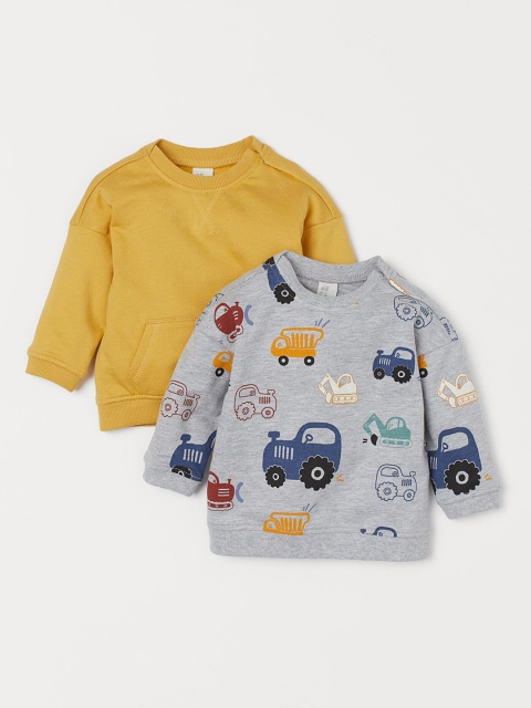 

H&M Boys Grey & Yellow 2-Pack Cotton Sweatshirts